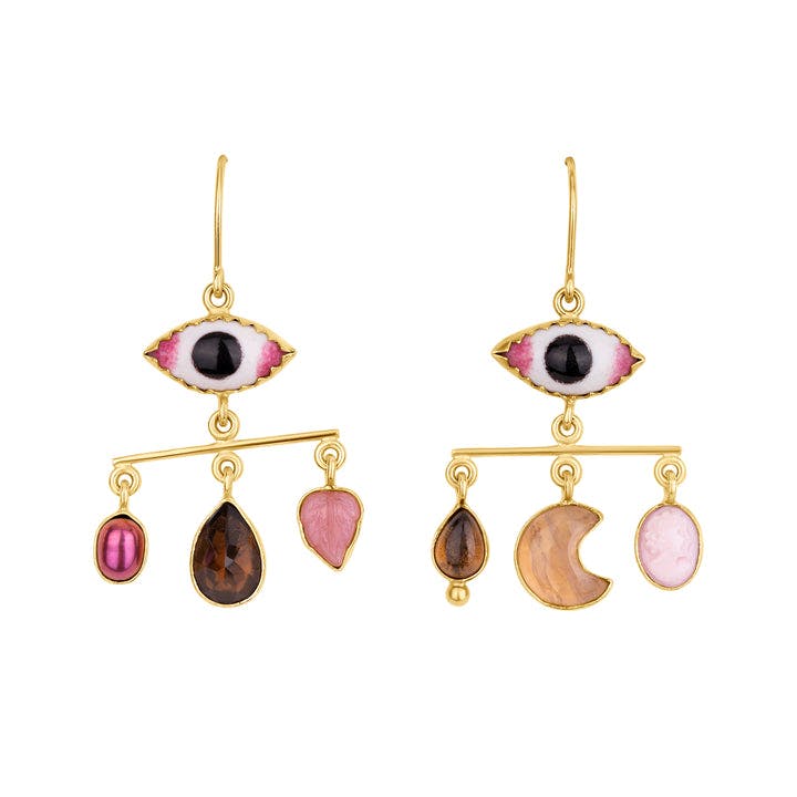 Pink Eye Balance Drop Earrings
