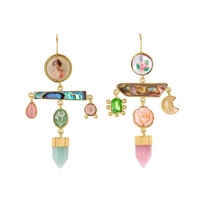 Green & Pink Balance Drop Earrings