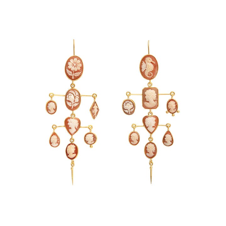 Cameo Layered With Victorian Drop Earrings - READY TO SHIP