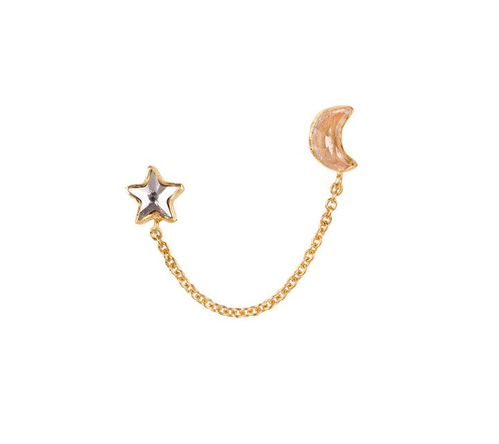 Moon and Star Double Stud Earrings - READY TO SHIP